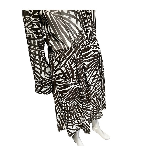 ZARA PATTERN BROWN WHITE DRESS MADE IN MOROCCO SMALL - Picture 5 of 8